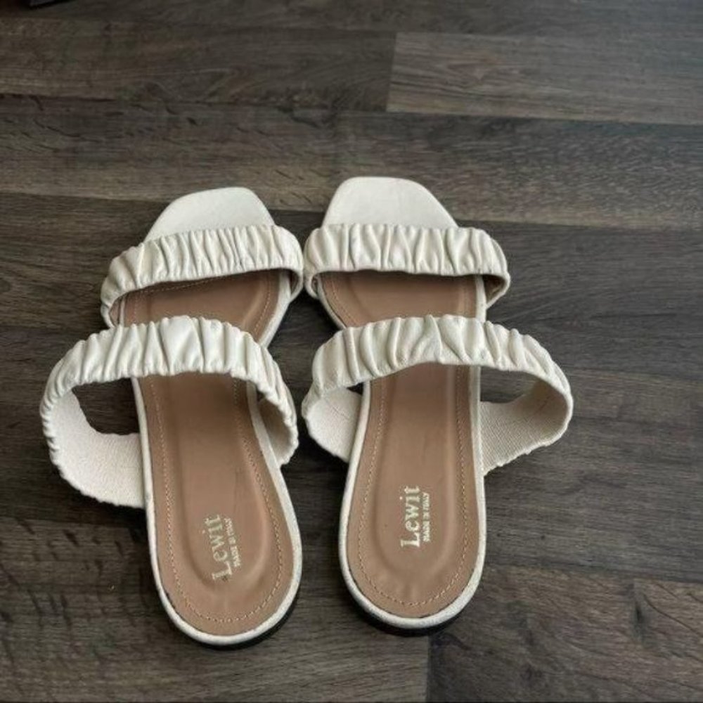 Lewit Made in Italy Cream Leather Sandals Sz 38.5 - Picture 4 of 11